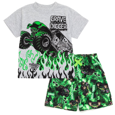 Monster Jam Grave Digger T - Shirt and Shorts Outfit Set - imagikids