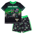 Monster Jam Grave Digger UPF 50+ Rash Guard and Swim Trunks Outfit Set