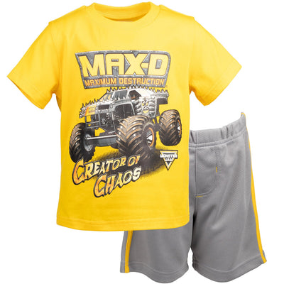 Monster Jam Maximum Destruction T - Shirt and Mesh Shorts Outfit Set - imagikids