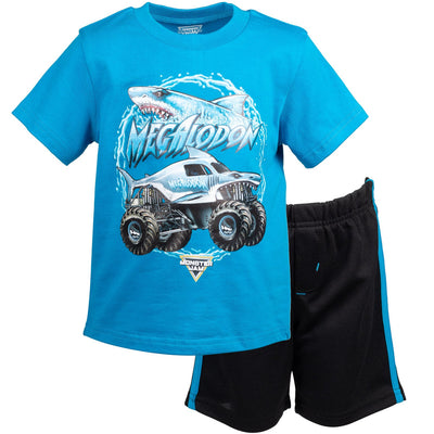 Monster Jam Megalodon Athletic T - Shirt Mesh Shorts Outfit Set - imagikids