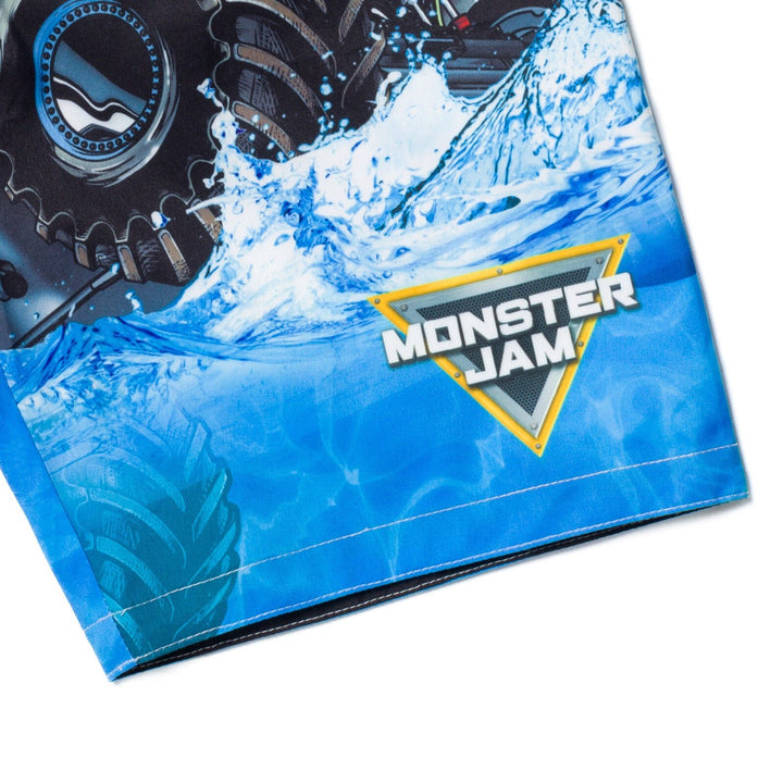 Monster Jam Megalodon UPF 50+ Rash Guard Swim Trunks Outfit Set - imagikids