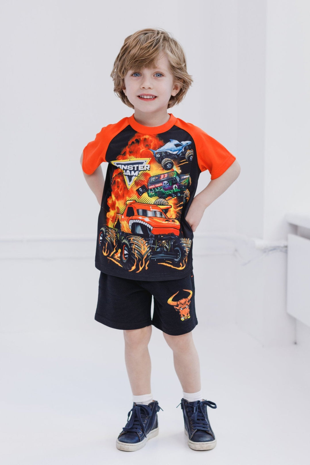 Monster Jam Mix N' Match Athletic T - Shirt Tank Top French Terry Shorts 3 Piece Outfit Set - imagikids