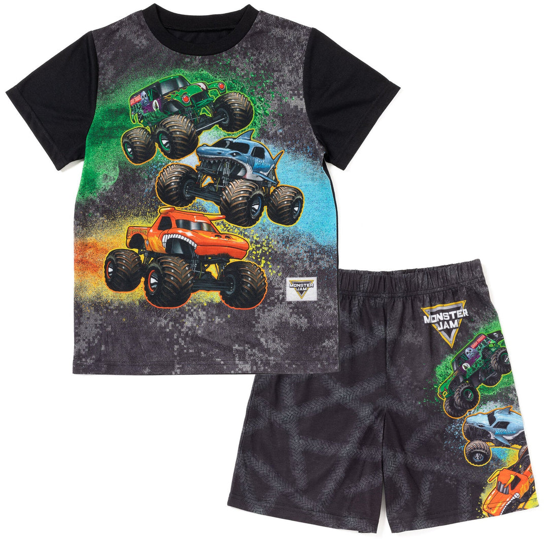 Monster Jam Pullover Pajama Shirt and Shorts Sleep Set - imagikids