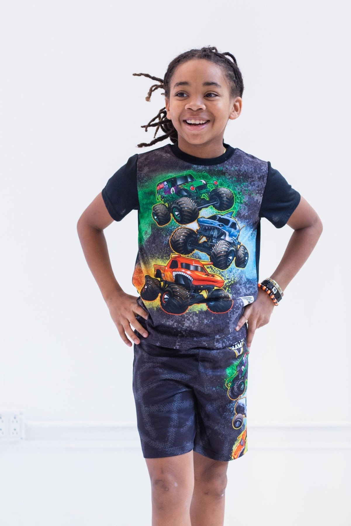 Monster Jam Pullover Pajama Shirt and Shorts Sleep Set - imagikids