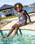 Monster Jam Rash Guard and Swim Trunks Outfit Set UPF 50+