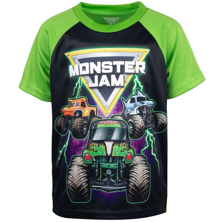 Monster Jam T - Shirt Tank Top and French Terry Shorts 3 Piece Outfit Set - imagikids