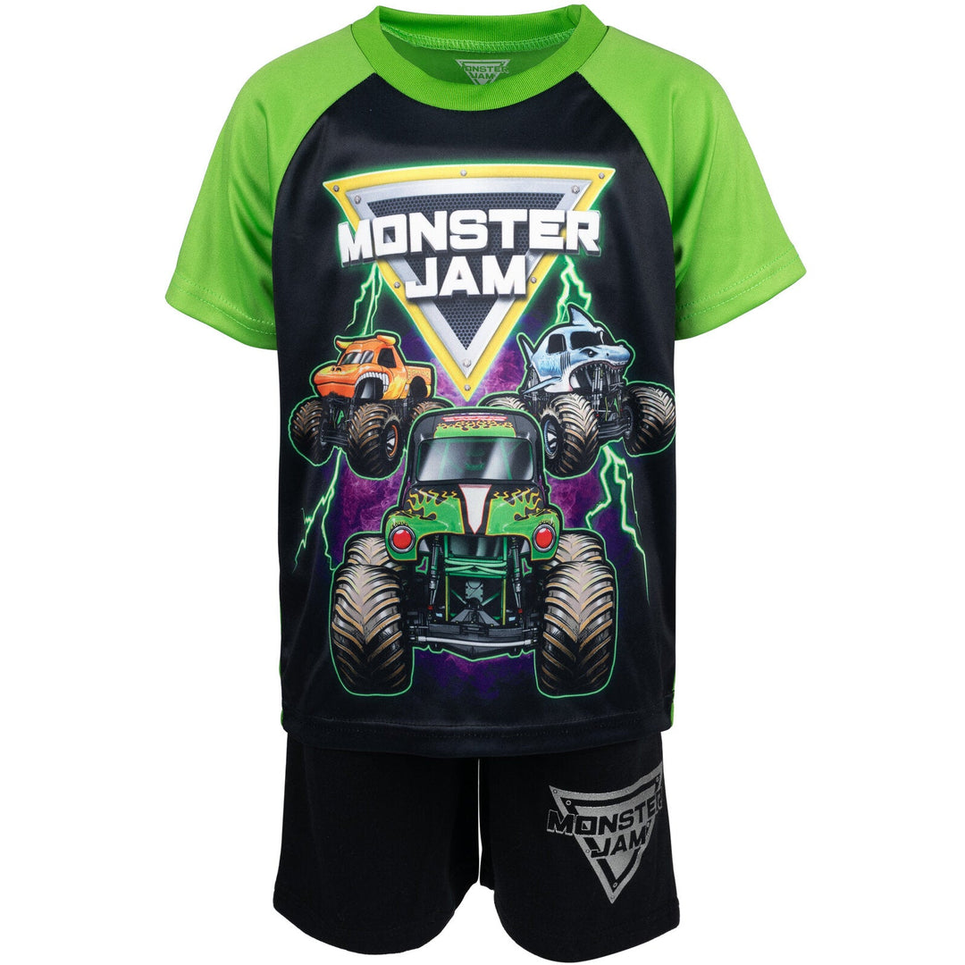 Monster Jam T - Shirt Tank Top and French Terry Shorts 3 Piece Outfit Set - imagikids