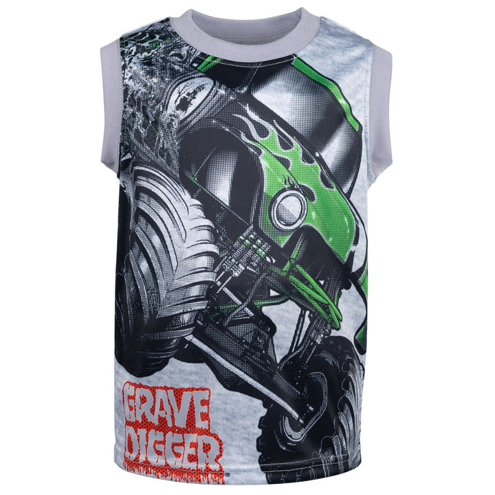 Monster Jam T - Shirt Tank Top and French Terry Shorts 3 Piece Outfit Set - imagikids