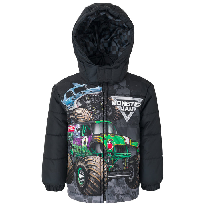 Monster Jam Zip Up Winter Coat Puffer Jacket