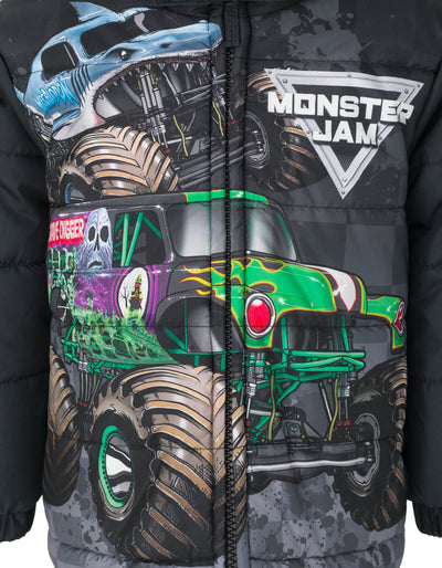 Monster Jam Zip Up Winter Coat Puffer Jacket