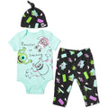 Monsters Inc. Pixar 3 Piece Outfit Set: Cuddly Bodysuit Pants Hat