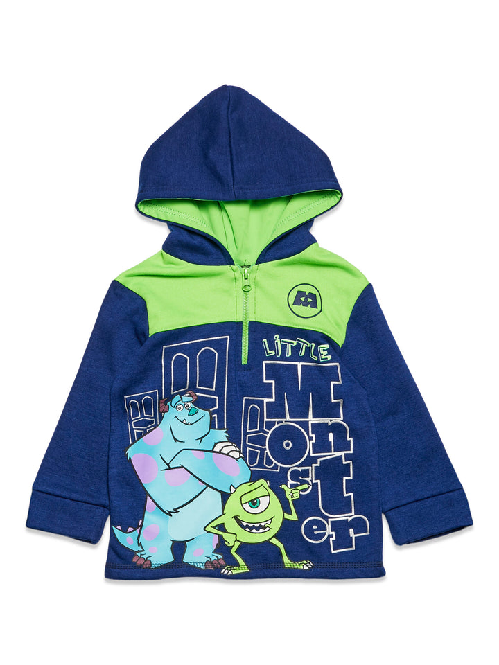 Pixar Monsters Inc. Sudadera con capucha y media cremallera de polar