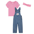 Ms. Rachel Denim Square Neck Vintage Wash Cosplay Overall, T-Shirt and Headband 3 Piece Outfit Set
