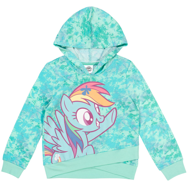 My Little Pony Rainbow Dash Girls French Terry Pullover Crossover Sudadera con capucha para niños pequeños a niños grandes