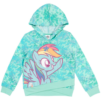 My Little Pony Rainbow Dash Girls French Terry Pullover Crossover Hoodie Toddler to Big Kid