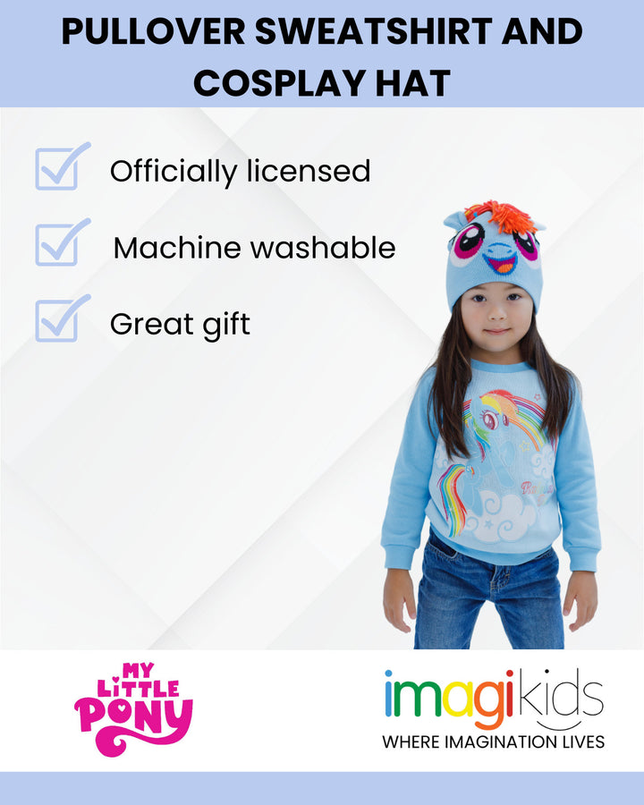 My Little Pony Rainbow Dash Pullover Fleece Sweatshirt and Cosplay Hat