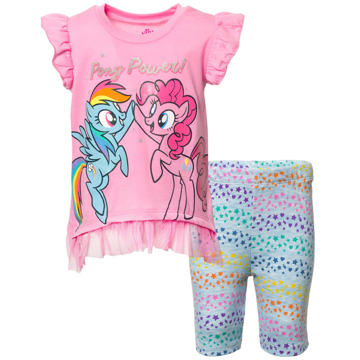 Conjunto de shorts y camiseta gráfica con volantes de My Little Pony