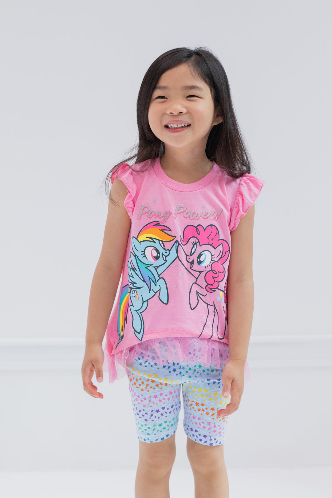 Conjunto de shorts y camiseta gráfica con volantes de My Little Pony