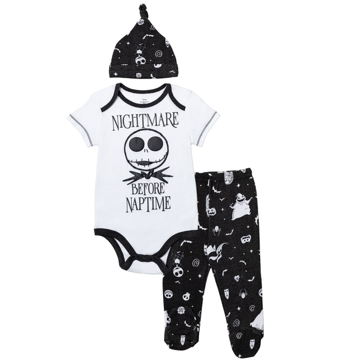 Nightmare Before Christmas Short Sleeve Bodysuit Pants and Hat 3 Piece Outfit Set