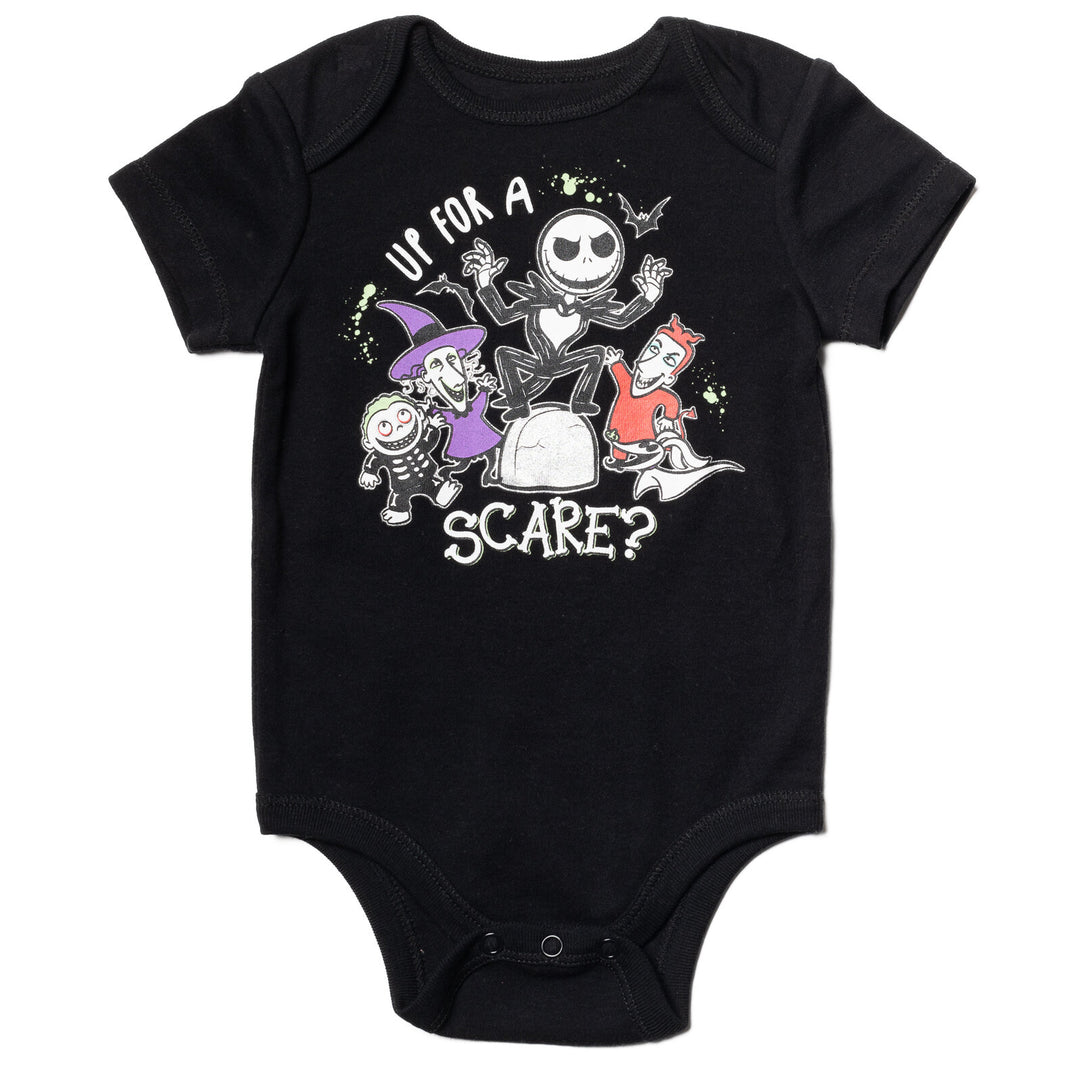 Nightmare Before Christmas Short Sleeve Bodysuit Pants and Hat 3 Piece Outfit Set