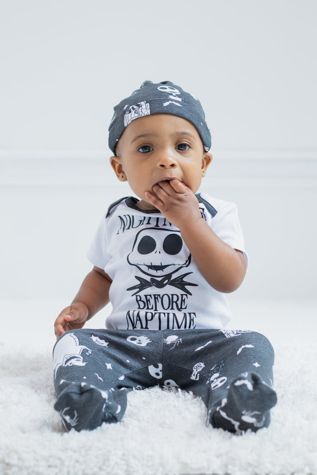 Nightmare Before Christmas Short Sleeve Bodysuit Pants and Hat 3 Piece Outfit Set