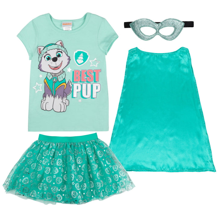 Paw Patrol Everest Conjunto de 4 piezas: camiseta Tutu Cape Mask