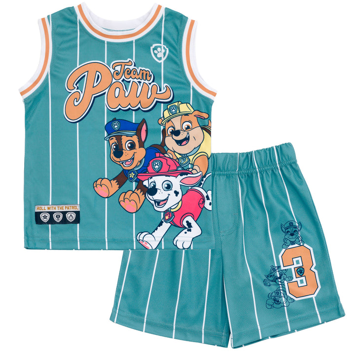 Paw Patrol Mesh Jersey Tank Top and Basketball Shorts Athletic Outfit Set