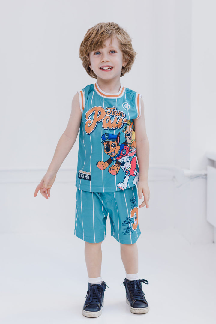 Paw Patrol Mesh Jersey Tank Top and Basketball Shorts Athletic Outfit Set