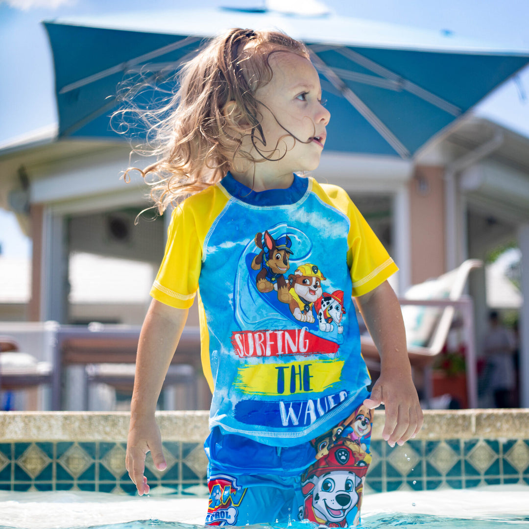 Paw Patrol Pullover Rash Guard and Swim Trunks