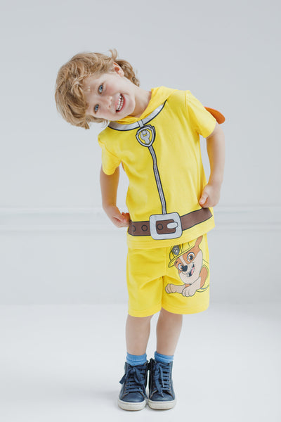 Paw Patrol Rubble Cosplay T-Shirt and Bike Shorts French Terry Outfit Set