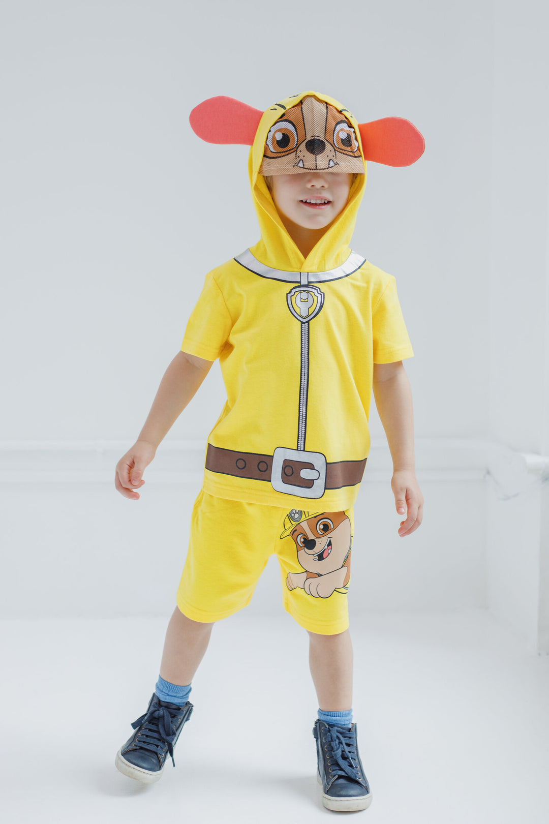 Paw Patrol Rubble Cosplay T-Shirt and Bike Shorts French Terry Outfit Set