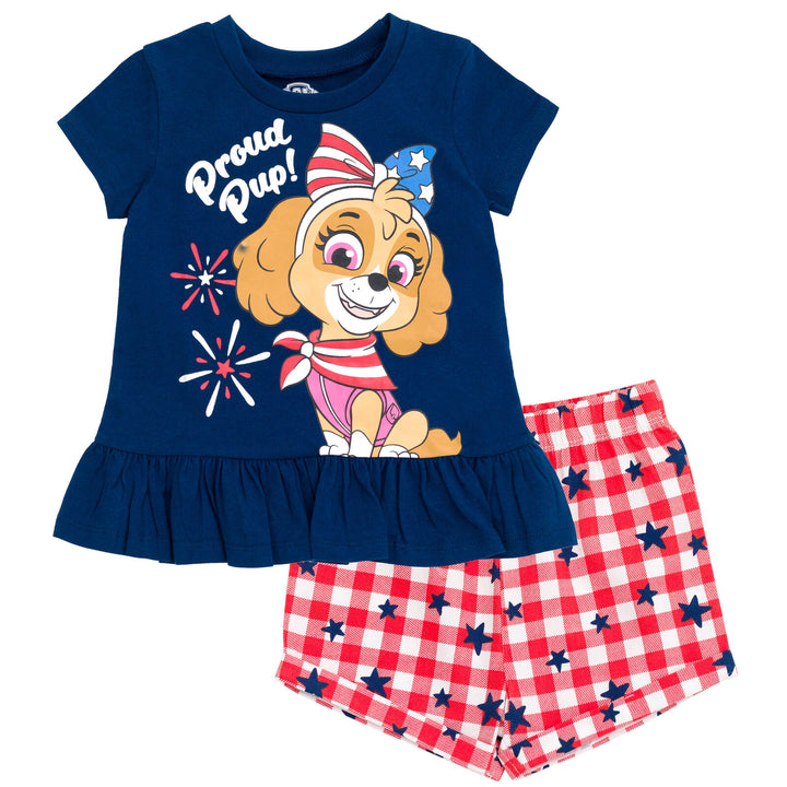 Paw Patrol Skye Peplum T-Shirt and Twill Shorts Outfit Set