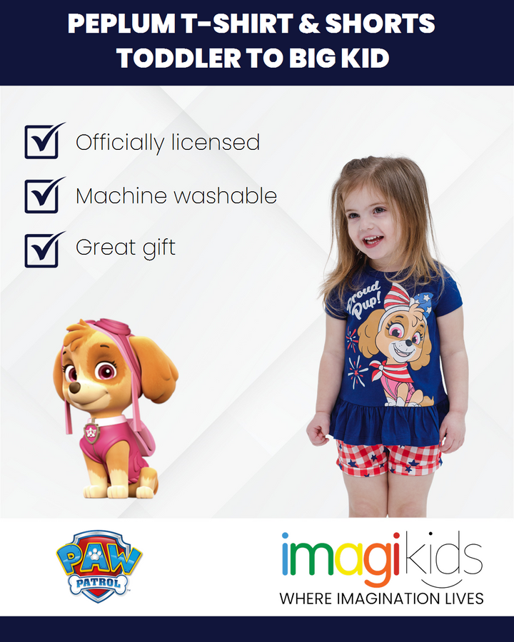 Paw Patrol Skye Peplum T-Shirt and Twill Shorts Outfit Set