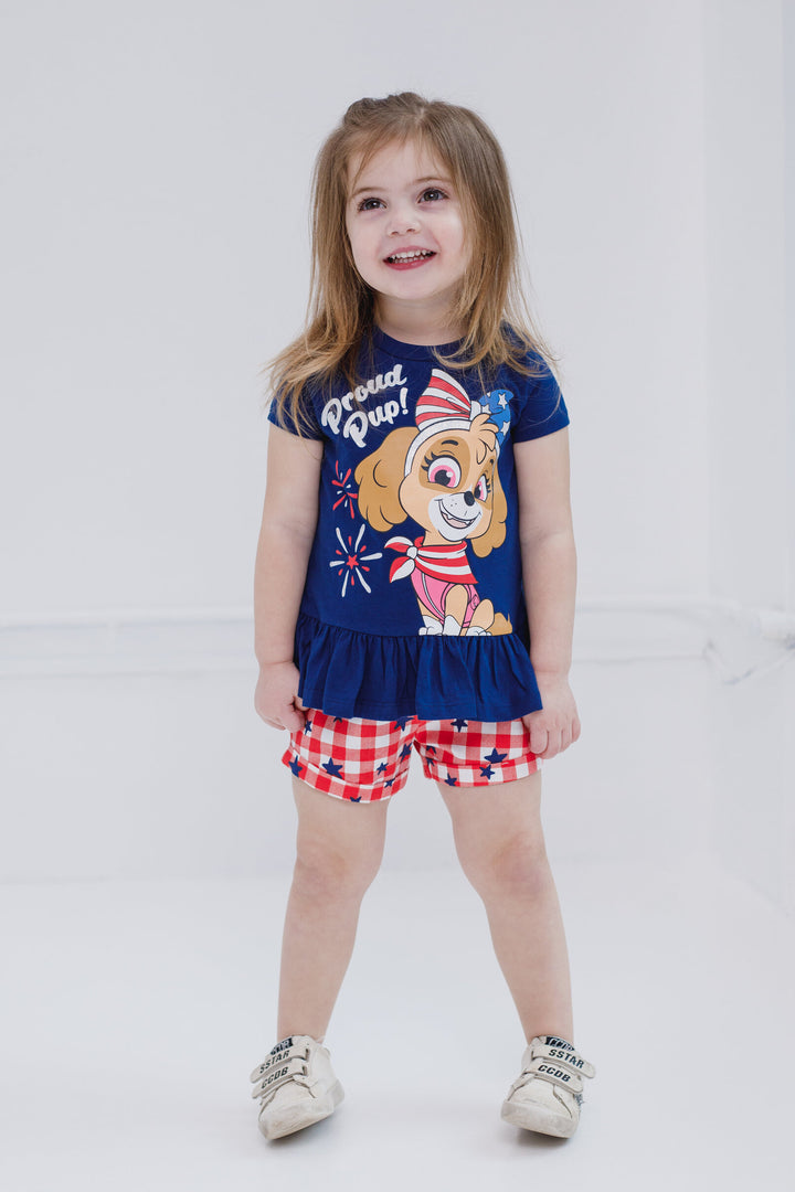 Paw Patrol Skye Peplum T-Shirt and Twill Shorts Outfit Set