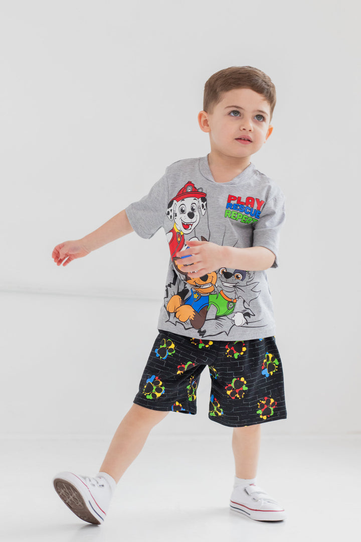 Paw Patrol T-Shirt Tank Top and French Terry Shorts 3 Piece Outfit Set