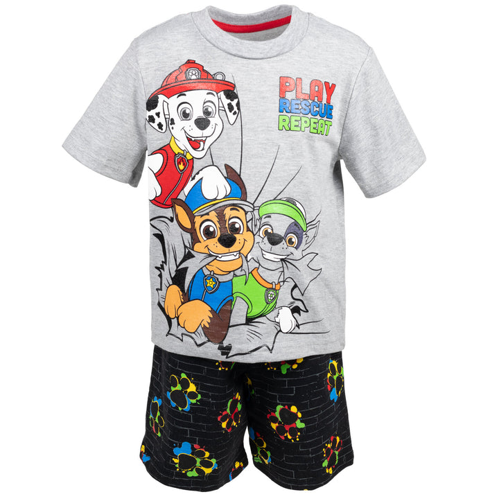 Paw Patrol T-Shirt Tank Top and French Terry Shorts 3 Piece Outfit Set