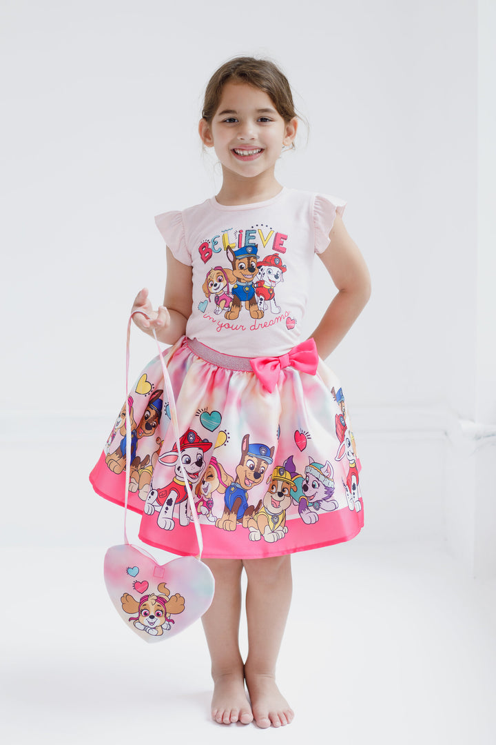 Paw Patrol Tank Top Skirt and Bag 3 Piece Outfit Set