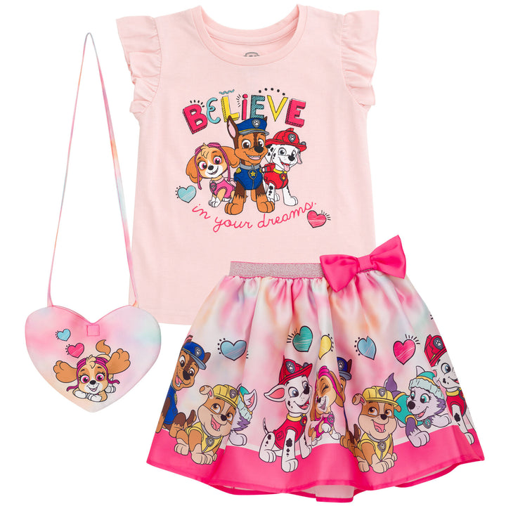 Paw Patrol Tank Top Skirt and Bag 3 Piece Outfit Set