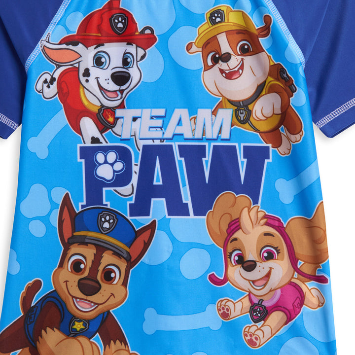 Paw Patrol UPF 50+ Pullover Rash Guard Swim Trunks Outfit Set