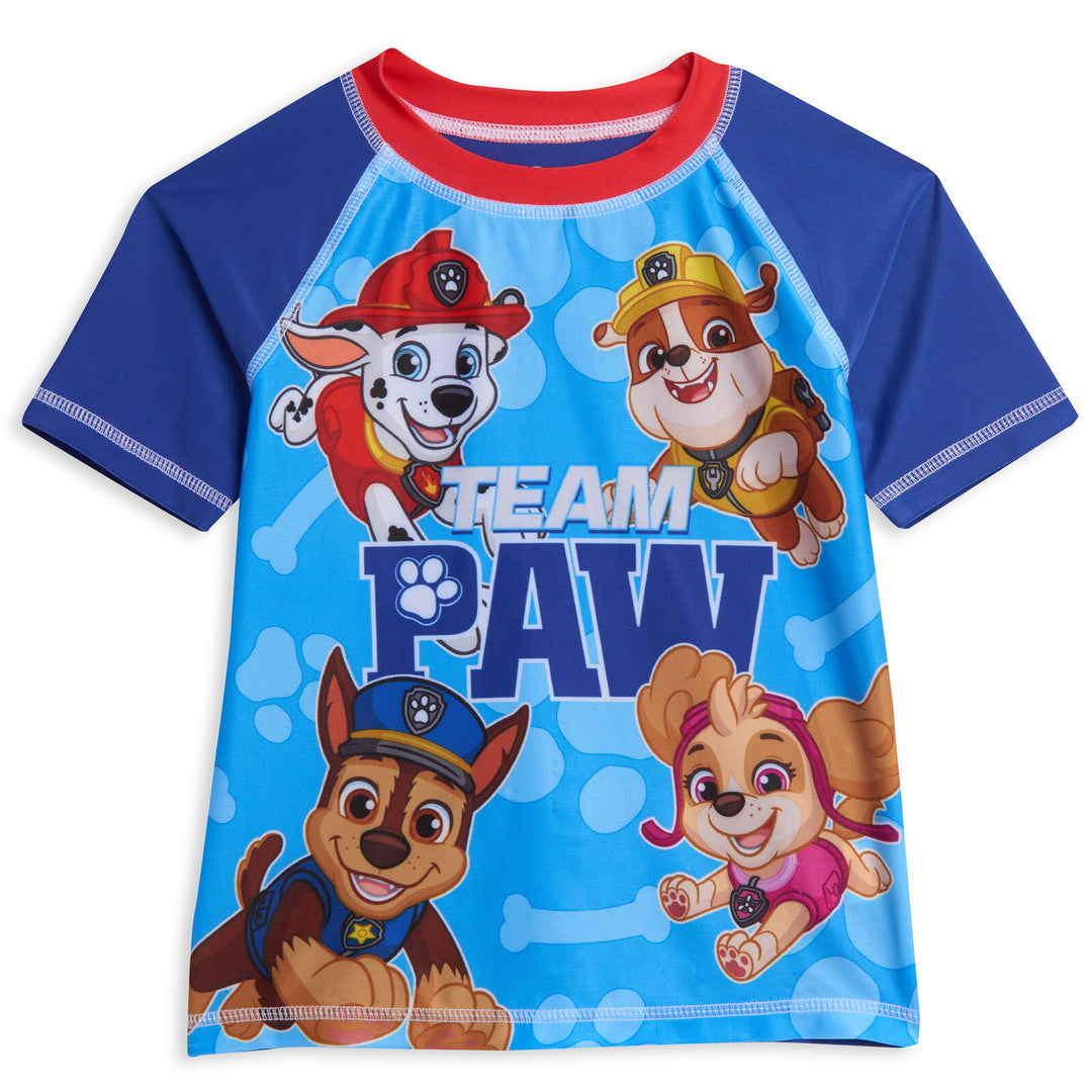 Paw Patrol UPF 50+ Pullover Rash Guard Swim Trunks Outfit Set