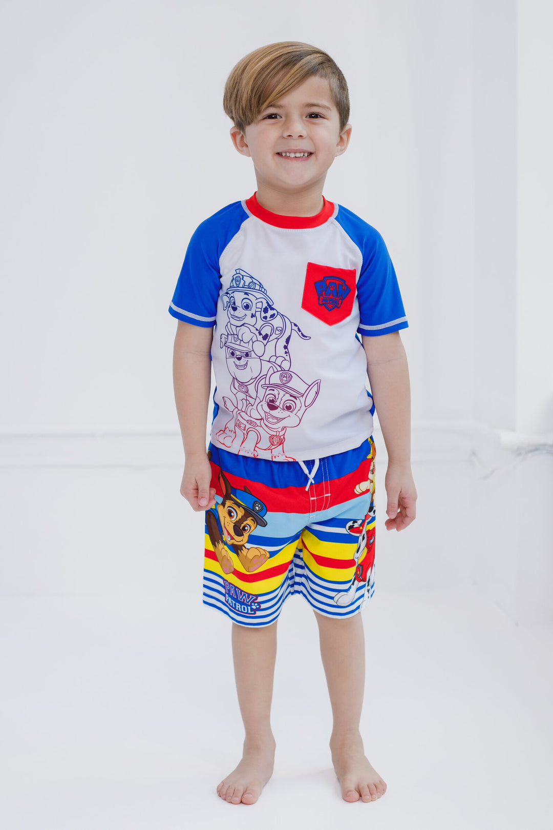 Paw Patrol UPF 50+ Rash Guard Swim Trunks Outfit Set