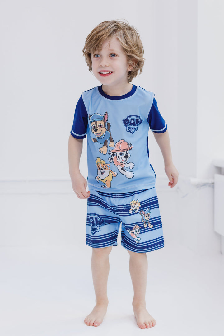 Paw Patrol UPF 50+ Rash Guard Swim Trunks Outfit Set