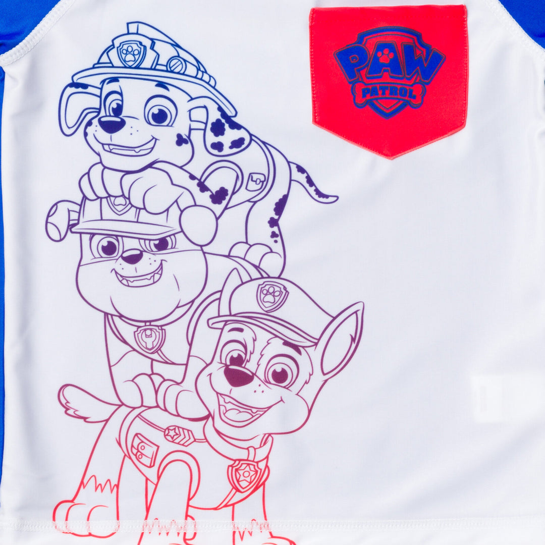 Paw Patrol UPF 50+ Rash Guard Swim Trunks Outfit Set