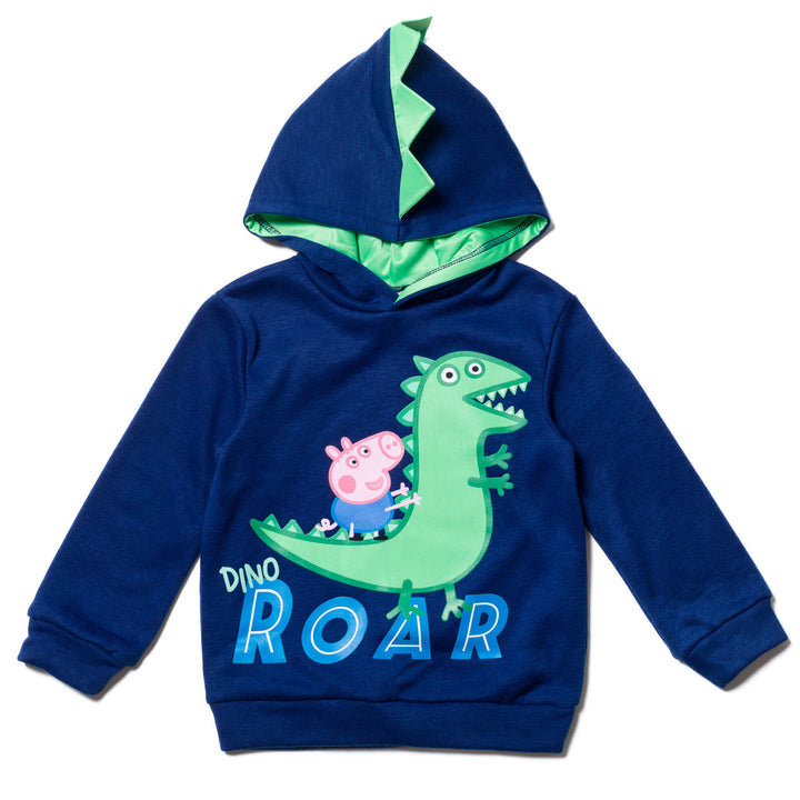 Peppa Pig George Pig Fleece Pullover Hoodie Dientes de fieltro y escamas de hojaldre para un aspecto realista de dino Jogger Pants Outfit Set