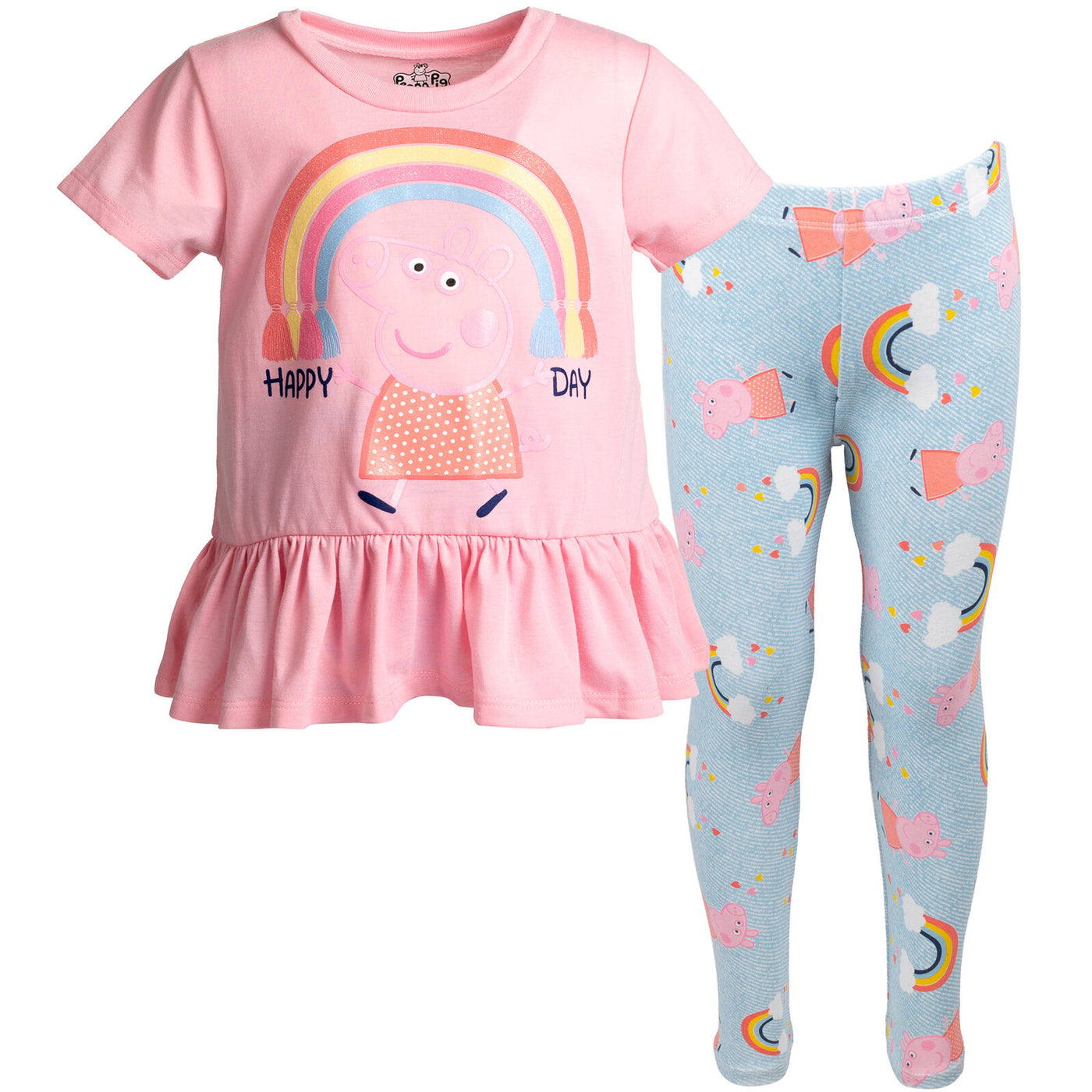 Peppa Pig Peplum T-Shirt and Leggings Outfit Set