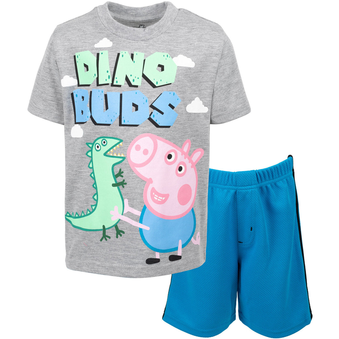 Peppa Pig Ensemble T-Shirt + Short Fille – Coton 100% Doux, Motif Cœur & Arc-en-Ciel Pailleté, Tenue Été Officielle Peppa Pig