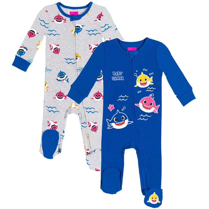 Pinkfong Baby Shark 2 Pack Zip Up Sleep N' Play Coveralls