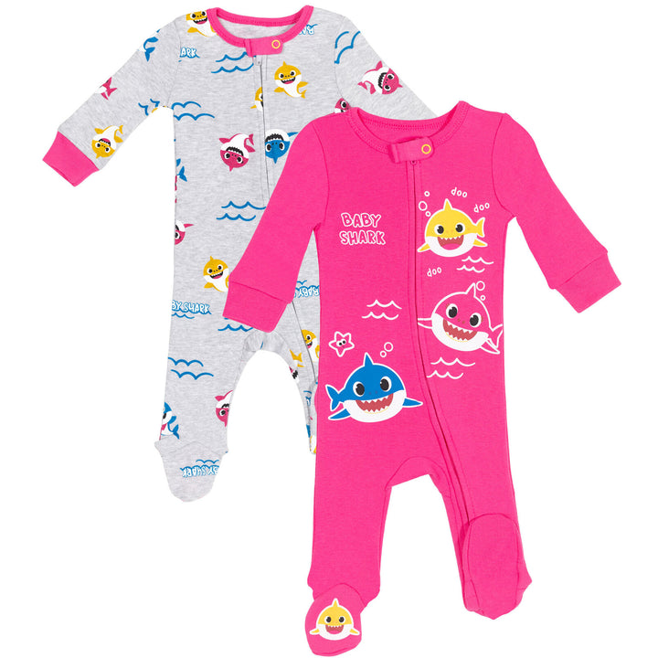 Pinkfong Baby Shark 2 Pack Zip Up Sleep N' Play Coveralls