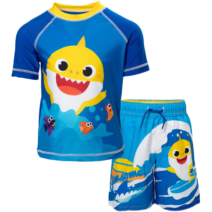 Pinkfong Baby Shark Rash Guard and Swim Trunks Outfit Set