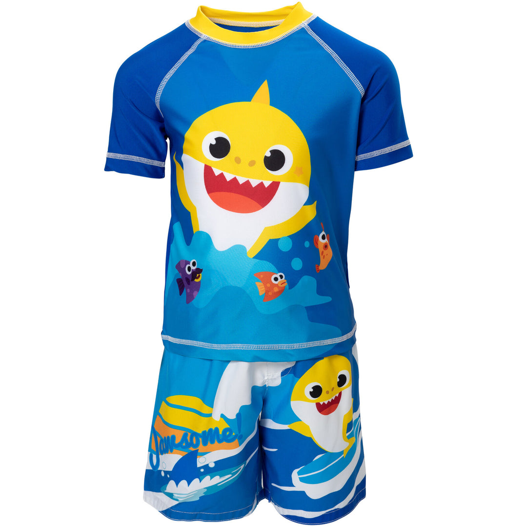 Pinkfong Baby Shark Rash Guard and Swim Trunks Outfit Set